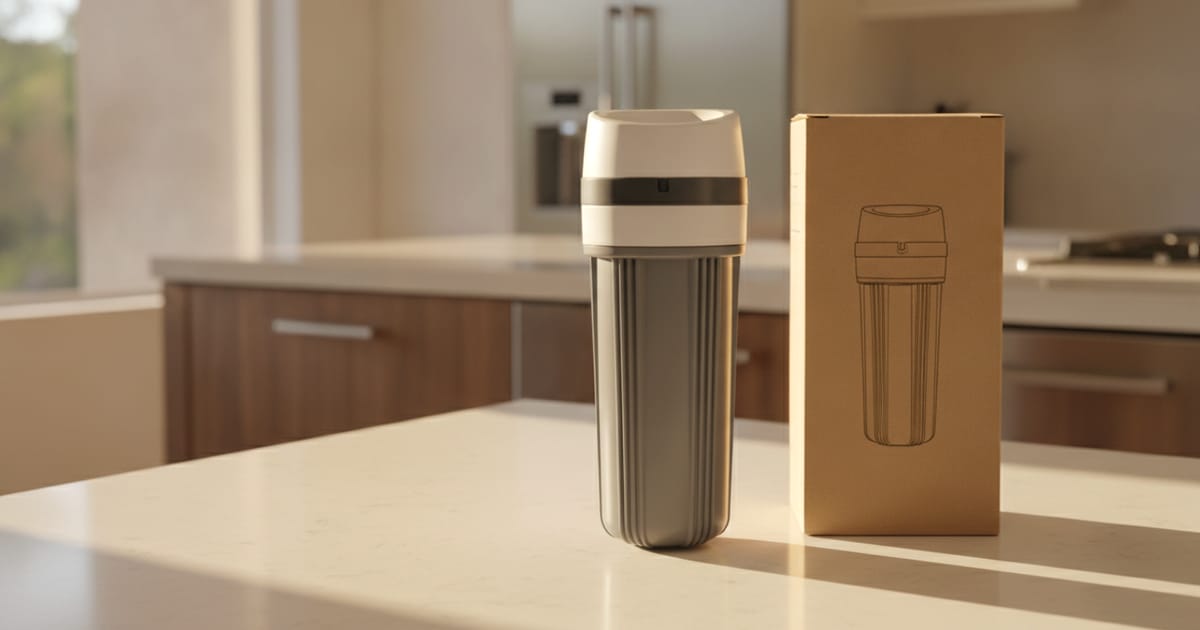 A Sub-Zero built-in refrigerator water filter cartridge being removed from its housing